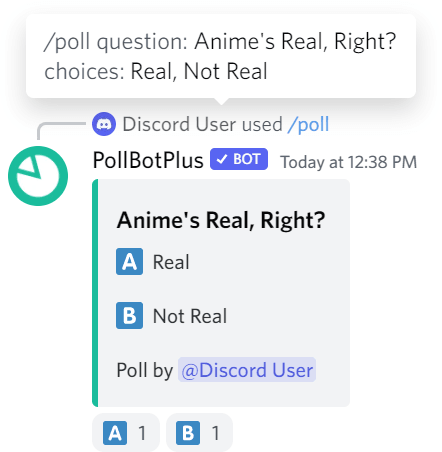 Poll with the question 'Anime's Real, Right?' with Real or Not Real as options